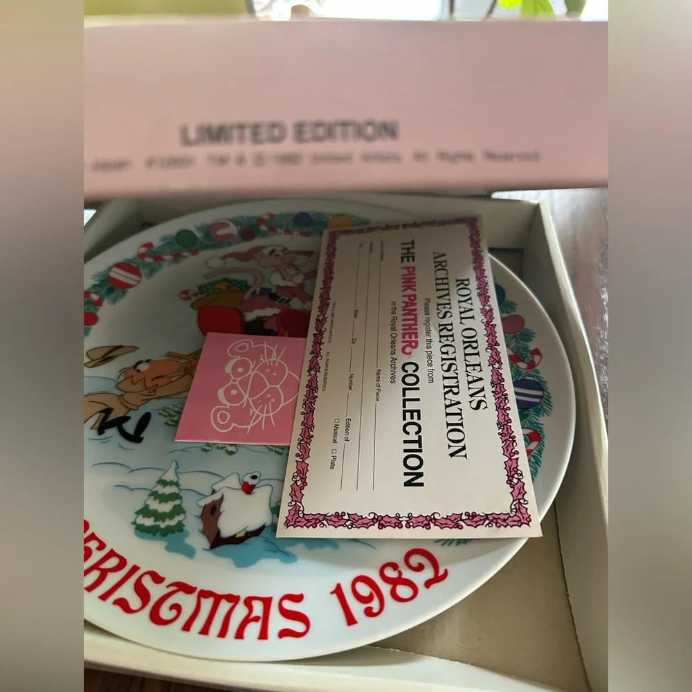 Royal Orleans Limited Edit Merry Christmas 1982 Pink Panther Sleigh Ride 1st Ann